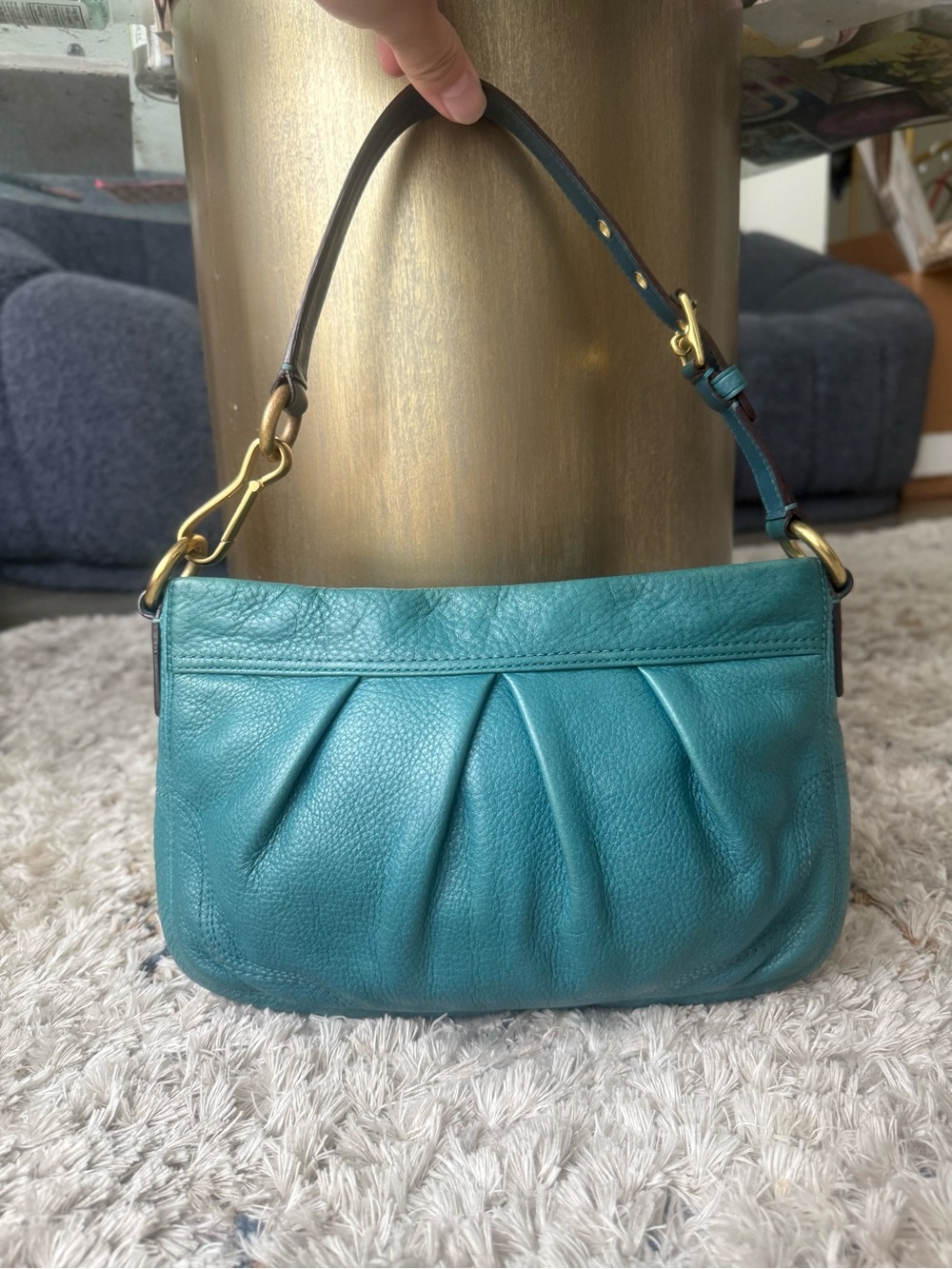 COACH 2008 TEAL HAMPTON LEATHER MINI HOBO